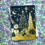 Carte De Vœux En Aluminium Thème de Noël Abstrait Snowman Gold Foil<br><div class="desc">Illustration du thème de Noël Abstrait Gold Foil</div>