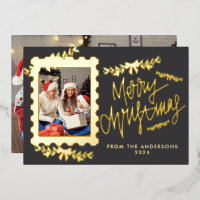 Timbre-Poste Élégant en Papier D'or Joyeux Noël