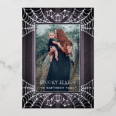 Carte De Vœux En Aluminium Toiles d'araignées à bandes violettes photo Hallow (Recto)