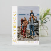 Carte De Vœux En Aluminium Tourbillonnant Nom De Famille Joyeux Noël Or (Debout devant)