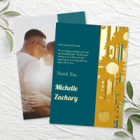 Tournesol Bleu Canard Moderne Mariage Merci Or