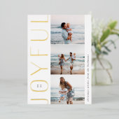 Carte De Vœux En Aluminium Trio joyeux | Modern 3 Photo Collage (Debout devant)