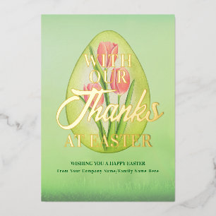 Carte De Vœux En Aluminium Tulipes d'Oeufs de Pâques Vert Merci Pâques Affair