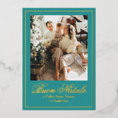 Carte De Vœux En Aluminium Turquoise Buon Natale e Felice Anno Nuovo Script P (Recto)