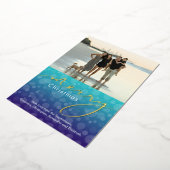 Carte De Vœux En Aluminium Turquoise Ocean Bubbles Joyeux Noël Photo Foil (Rotation)