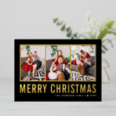 Carte De Vœux En Aluminium Typographie classique Collage photo Noël noir (Debout devant)