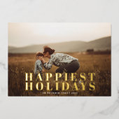 Carte De Vœux En Aluminium Typographie classique Gras Or HAPPIEST Photo (Recto)