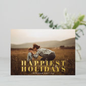 Carte De Vœux En Aluminium Typographie classique Gras Or HAPPIEST Photo (Debout devant)