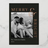 Carte De Vœux En Aluminium Typographie classique moderne Photo famille à deux (Recto)