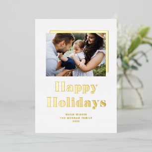 Carte De Vœux En Aluminium Typographie Gras Festive Photo Joyeuses Fêtes