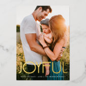 Carte De Vœux En Aluminium Typographie moderne JOYFUL or de Noël (Recto)