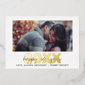 Carte De Vœux En Aluminium Typographie moderne Script Nouvel An Photo Real (Recto)