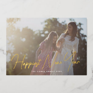 Carte De Vœux En Aluminium Typographie photo simple et élégante Bonne année