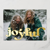 Carte De Vœux En Aluminium Typographie Rétro Joyeuse Moderne 1 Photo Minimali (Recto)