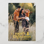 Carte De Vœux En Aluminium Typographie rétro photo plein format moderne (Recto)