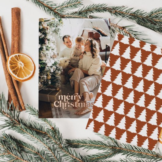 Carte De Vœux En Aluminium Typographie rétro photo plein moderne