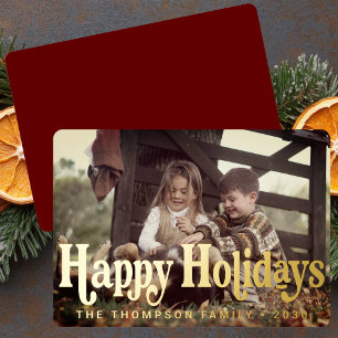 Carte De Vœux En Aluminium Typographie simple et tendance Retro Noël photo