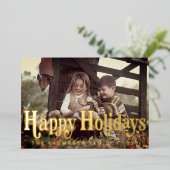 Carte De Vœux En Aluminium Typographie simple et tendance Retro Noël photo (Debout devant)