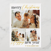 Carte De Vœux En Aluminium Typographie tendance Joyeux Noël 3 Photo Real (Recto)