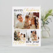 Carte De Vœux En Aluminium Typographie tendance Joyeux Noël 3 Photo Real (Debout devant)