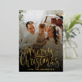 Carte De Vœux En Aluminium Typographie tendance Joyeux Noël Photo Real (Debout devant)