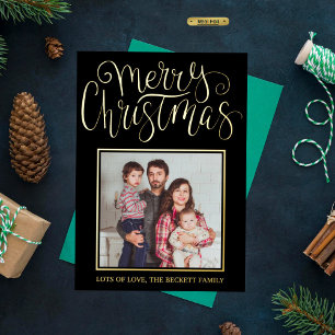 Carte De Vœux En Aluminium Typographie Tendance "Joyeux Noël" Photo Réaliste