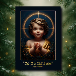 Carte De Vœux En Aluminium "Un enfant nous est né" Carte de Noël en feuille d