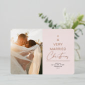 Carte De Vœux En Aluminium Un script de Noël très marié Blush Rose Gold (Debout devant)