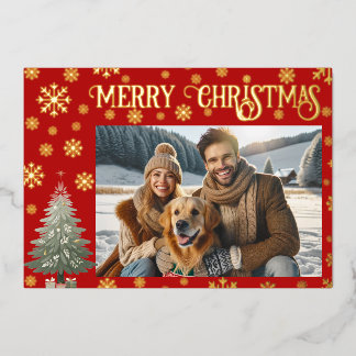 Carte De Vœux En Aluminium Une photo Joyeux Noël Famille Or