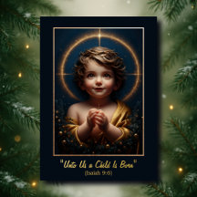 "Unto Us a Child Is Born" Foil Holiday Card