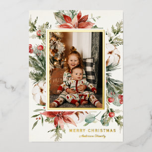 Carte De Vœux En Aluminium Végétation d'hiver Photo de Noël
