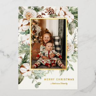 Carte De Vœux En Aluminium Végétation d'hiver Photo de Noël