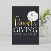 Carte De Vœux En Aluminium Véritable Foil "Bon thanksgiving" bleu foncé (Debout devant)