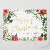 Carte De Vœux En Aluminium Vert Joyeux Noël Or (Recto)