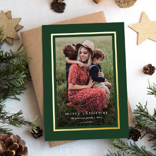 Carte De Vœux En Aluminium Vert Moderne Cadre élégant Simple Joyeux Noël