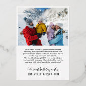 Carte De Vœux En Aluminium Vert Oh Quel Amusant Noël Collage Snapshots Or (Verso)