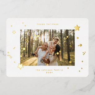 Carte De Vœux En Aluminium Vêtements de Noël Moderne Or Pressé Étoiles Photo