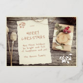 Carte De Vœux En Aluminium Vieux papier rustique Pergament Bois Noël (Recto)