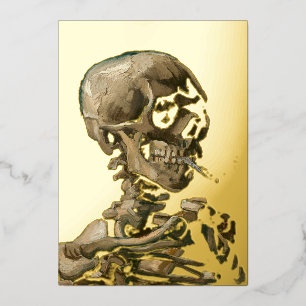 Carte De Vœux En Aluminium Vincent van Gogh - Crâne avec cigarette allumée