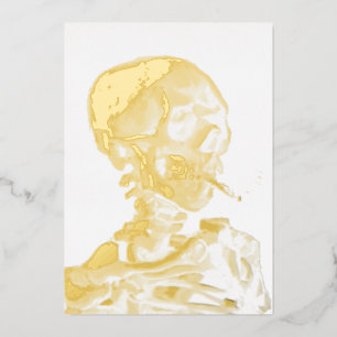 Carte De Vœux En Aluminium Vincent van Gogh - Crâne avec cigarette allumée