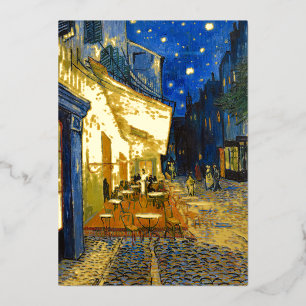 Carte De Vœux En Aluminium Vincent van Gogh - Terrasse de café la nuit