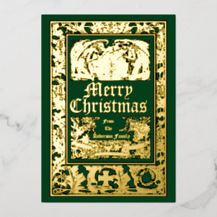 Carte De Vœux En Aluminium Vintage Angels & grenade Frontière Noël