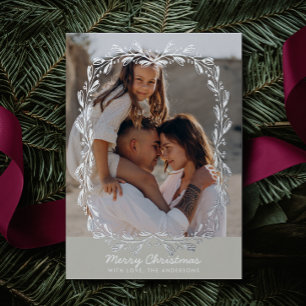 Carte De Vœux En Aluminium Vintage Floral Frame Real Foil 2 Photo Noël