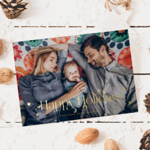 Carte De Vœux En Aluminium Vintage Joyeuses Fêtes de Noël Famille Photo