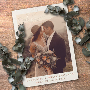 Carte De Vœux En Aluminium Vintage Merci Mariage personnalisé minimal