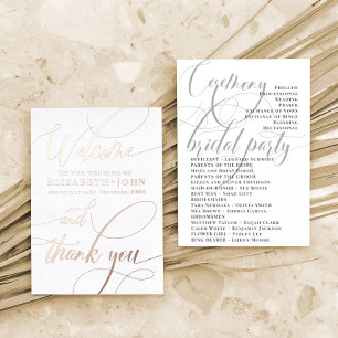 Carte De Vœux En Aluminium Vintage minimaliste Rose Gold White Wedding Progra
