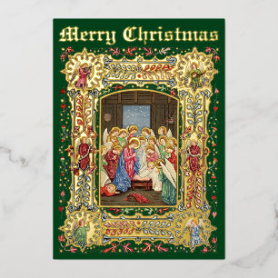 Carte De Vœux En Aluminium Vintage Noël Nativité & Angles par A. Crispin