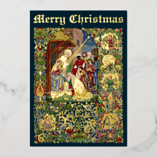 Carte De Vœux En Aluminium Vintage Noël Nativité Magi par Alfred Crispin