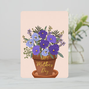Carte De Vœux En Aluminium Violettes violettes dans un pot – Fête des mères f