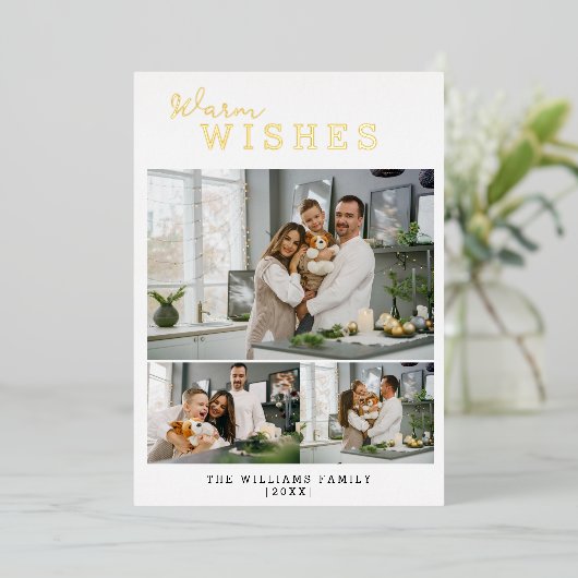Carte De Vœux En Aluminium Vœux chaleureux 3 Collage de photos  (Debout devant)